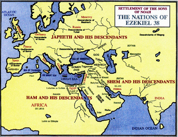 Map showing the nations of Ezekiel 38